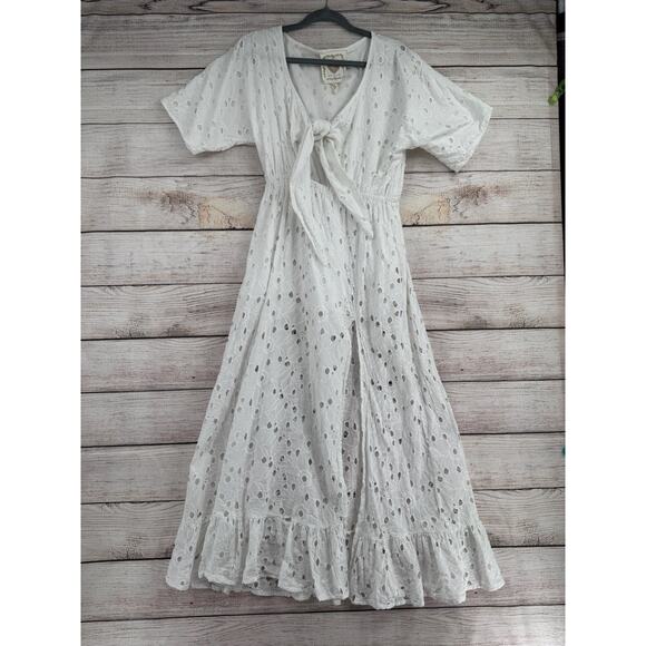 Z&L Made With Love Dress Womens Large White Eyelet Embroidered Boho Maxi USA - Picture 1 of 13